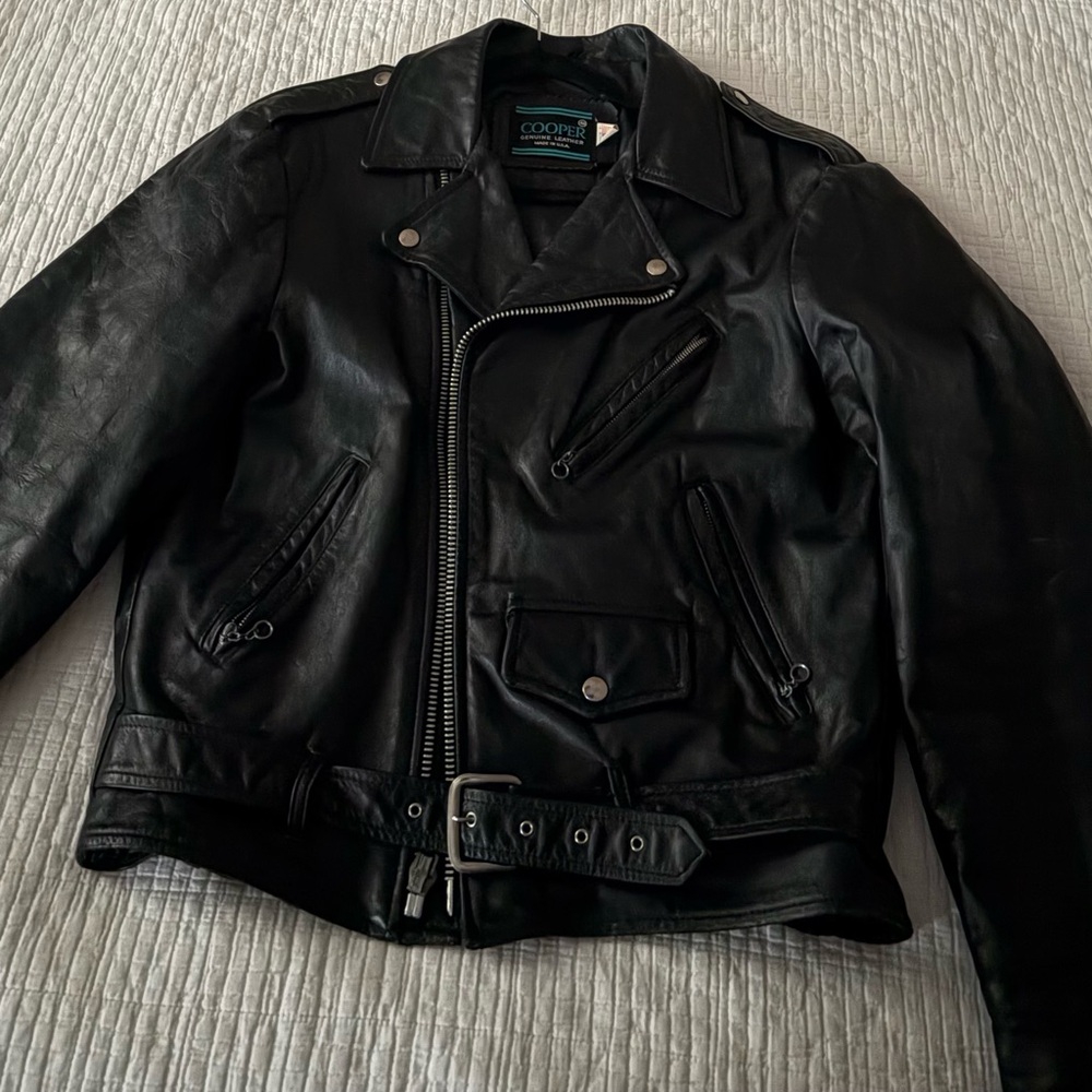 Black Leather Biker Jacket for Men or Women beautiful genuine leather